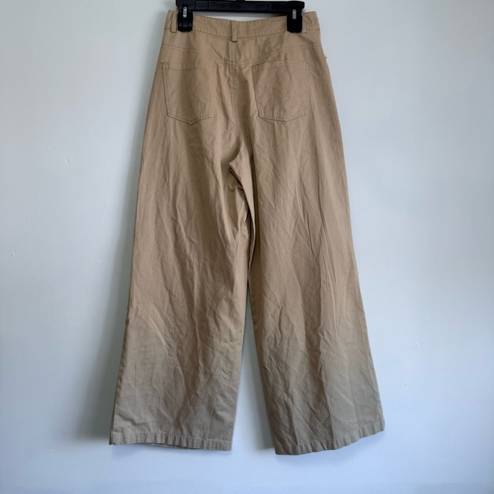 High Waisted Culotte Wide Leg Crop Pants Khaki - Picture 7 of 10